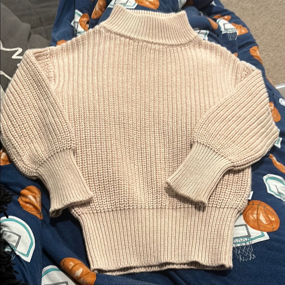 B25 Little Bum Bums Beige Mock Neck Sweater